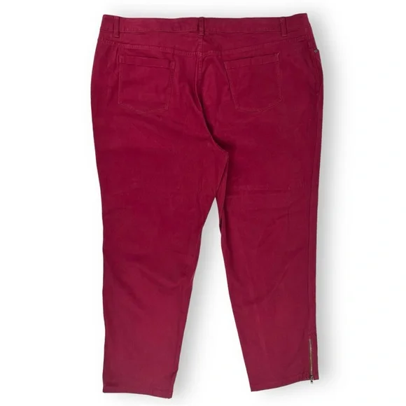 Talbots WOMENS PLUS SIZE 26W x 29" Zip Ankle Pants 5-Pocket Stretch Burgundy - Picture 4 of 16